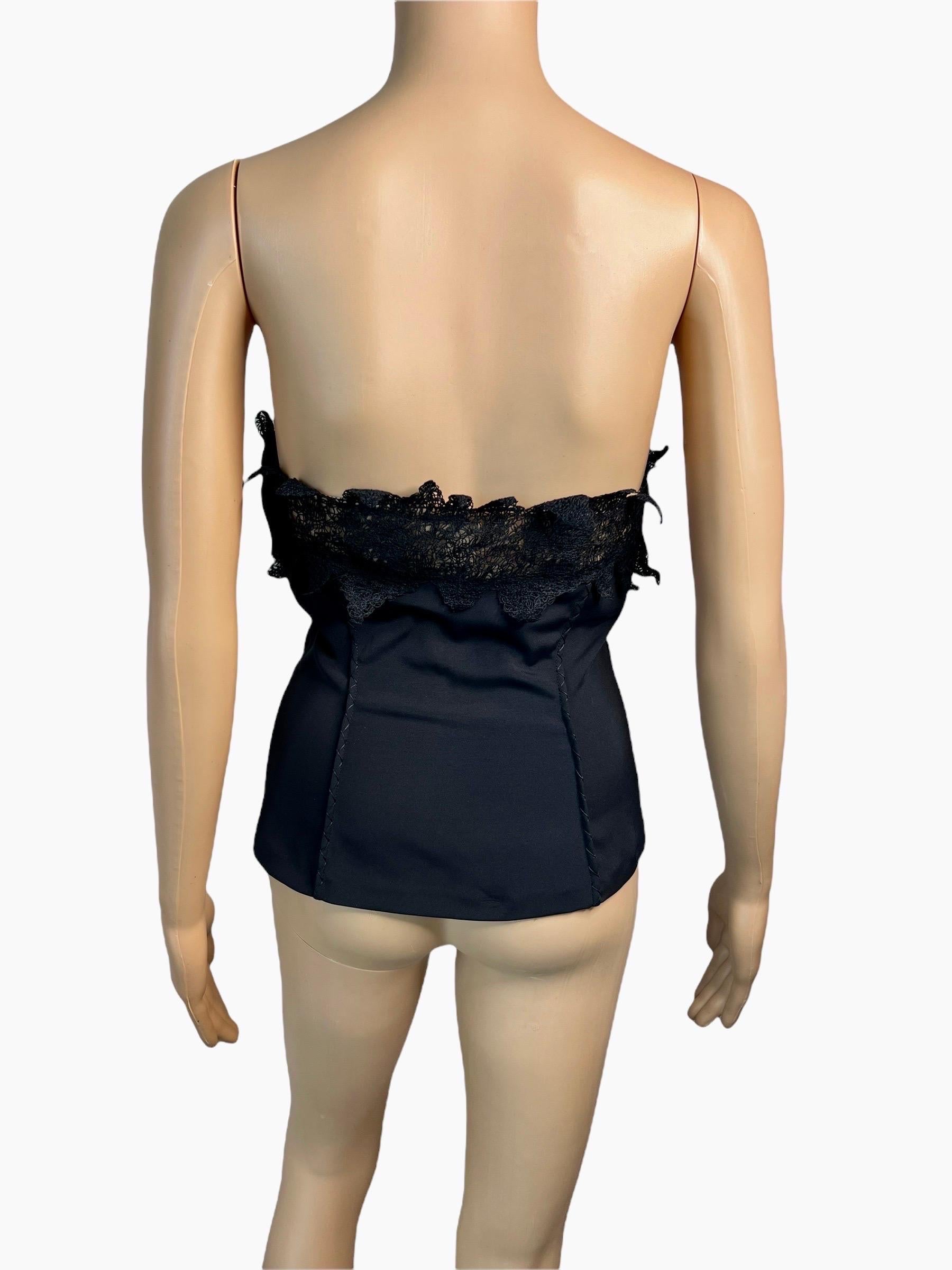 Versace F/W 2003 Sujetador Bustier de Encaje Sin Tirantes Top Corsé Negro en venta 3
