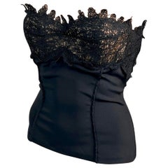 Versace F/W 2003 Strapless Lace Bustier Bra Black Corset Top