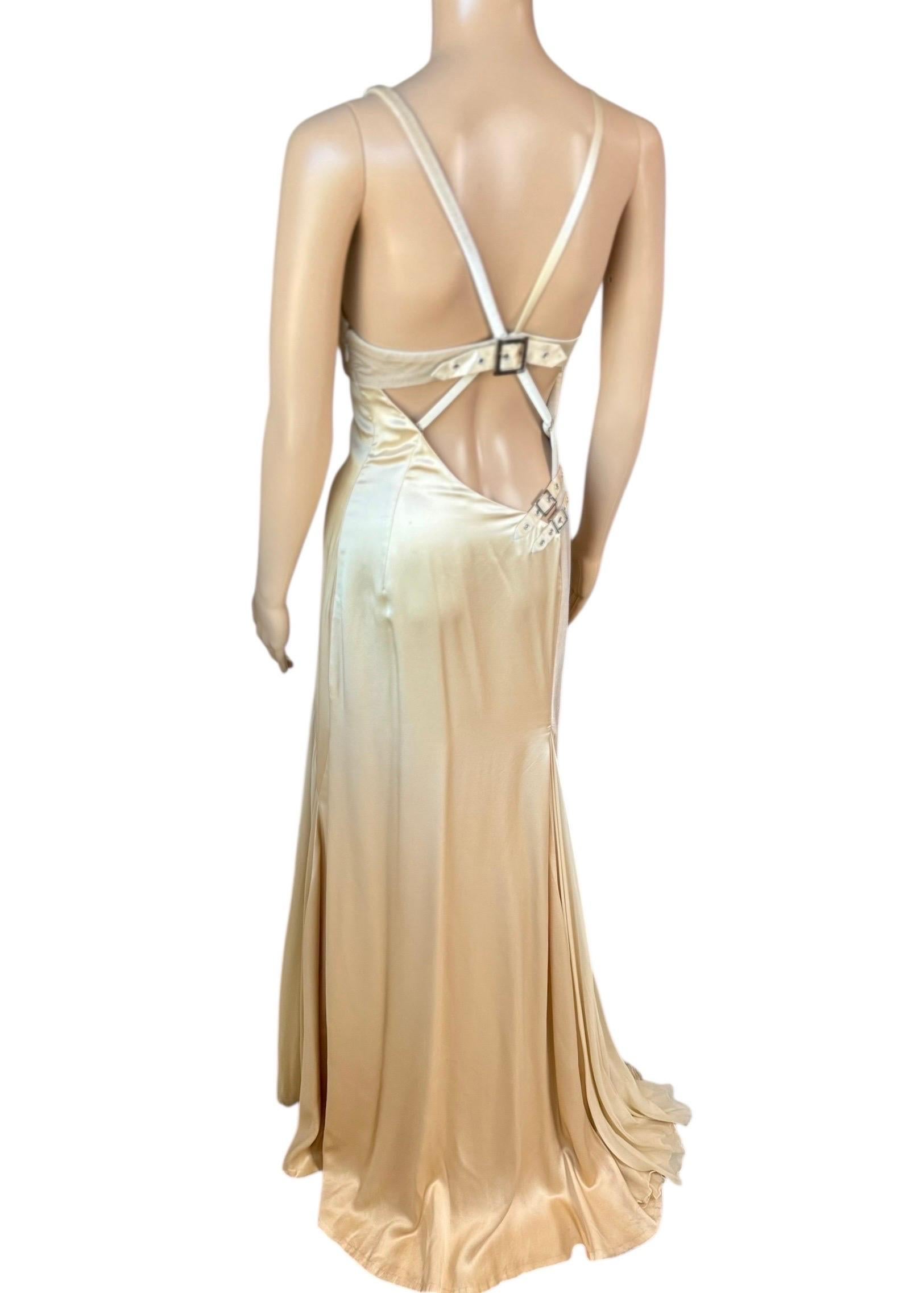 Abito da sera con pannelli trasparenti e fibbie della Campaigner A/I 2004 di Versace In condizioni buone in vendita a Naples, FL