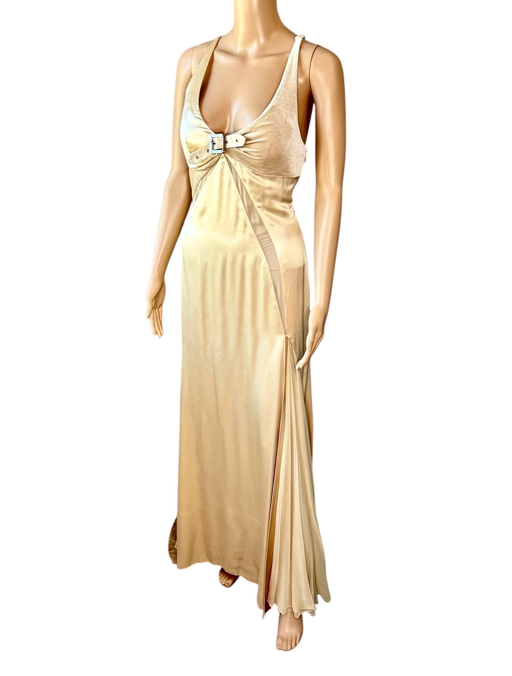 Abito da sera con pannelli trasparenti e fibbie della Campaigner A/I 2004 di Versace in vendita 2