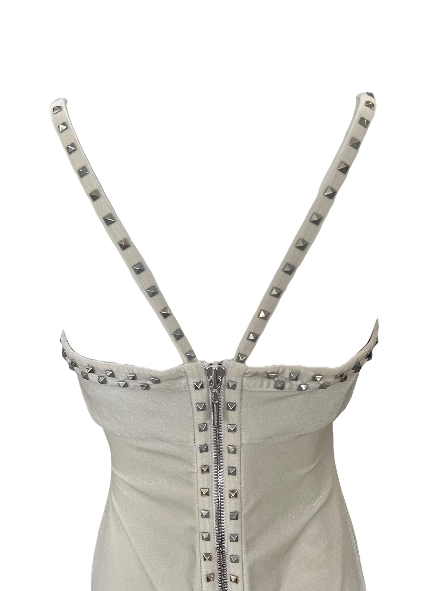 Versace A/I 2004 - Vestito bianco increspato con borchie 
