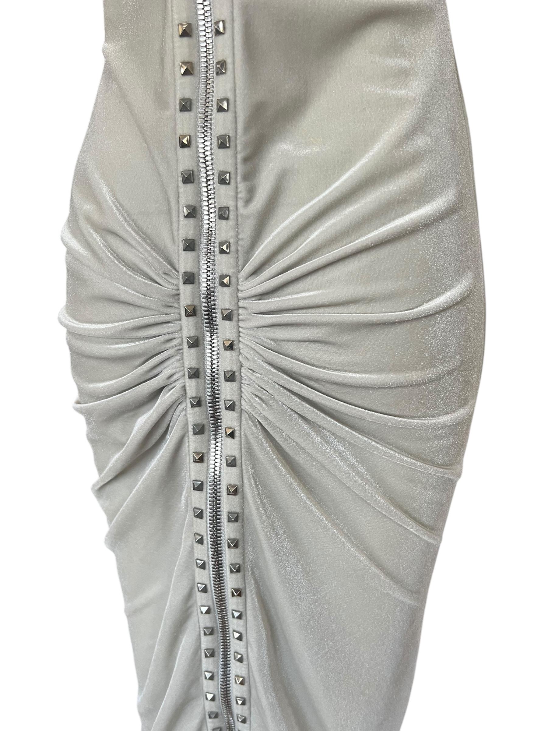 Versace A/I 2004 - Vestito bianco increspato con borchie 