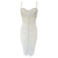 Versace A/I 2004 - Vestito bianco increspato con borchie "Punk"