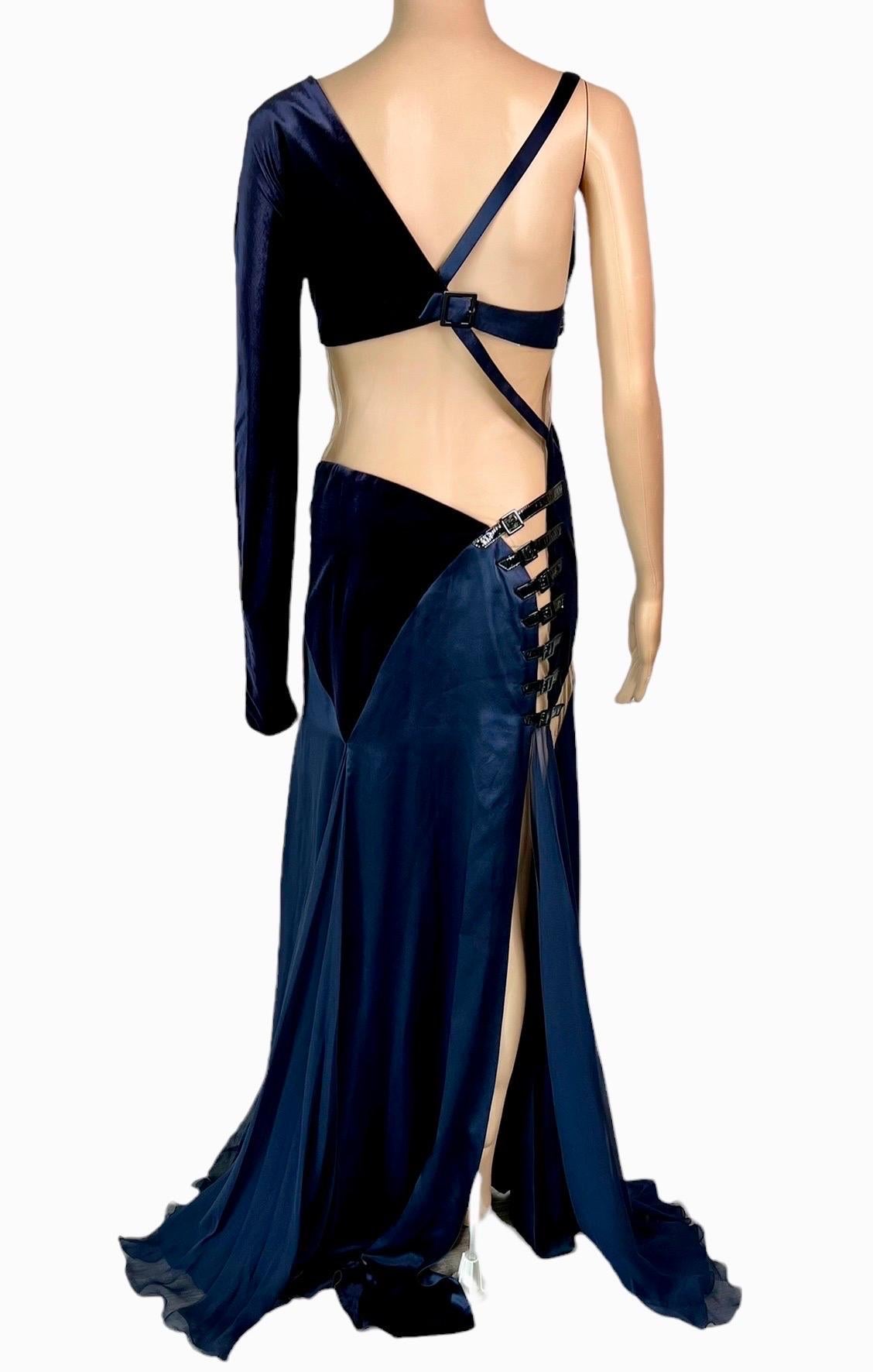 Versace F/W 2004 Pasarela Recorte Paneles Transparentes Detalle Hebilla Vestido de Noche en venta 7
