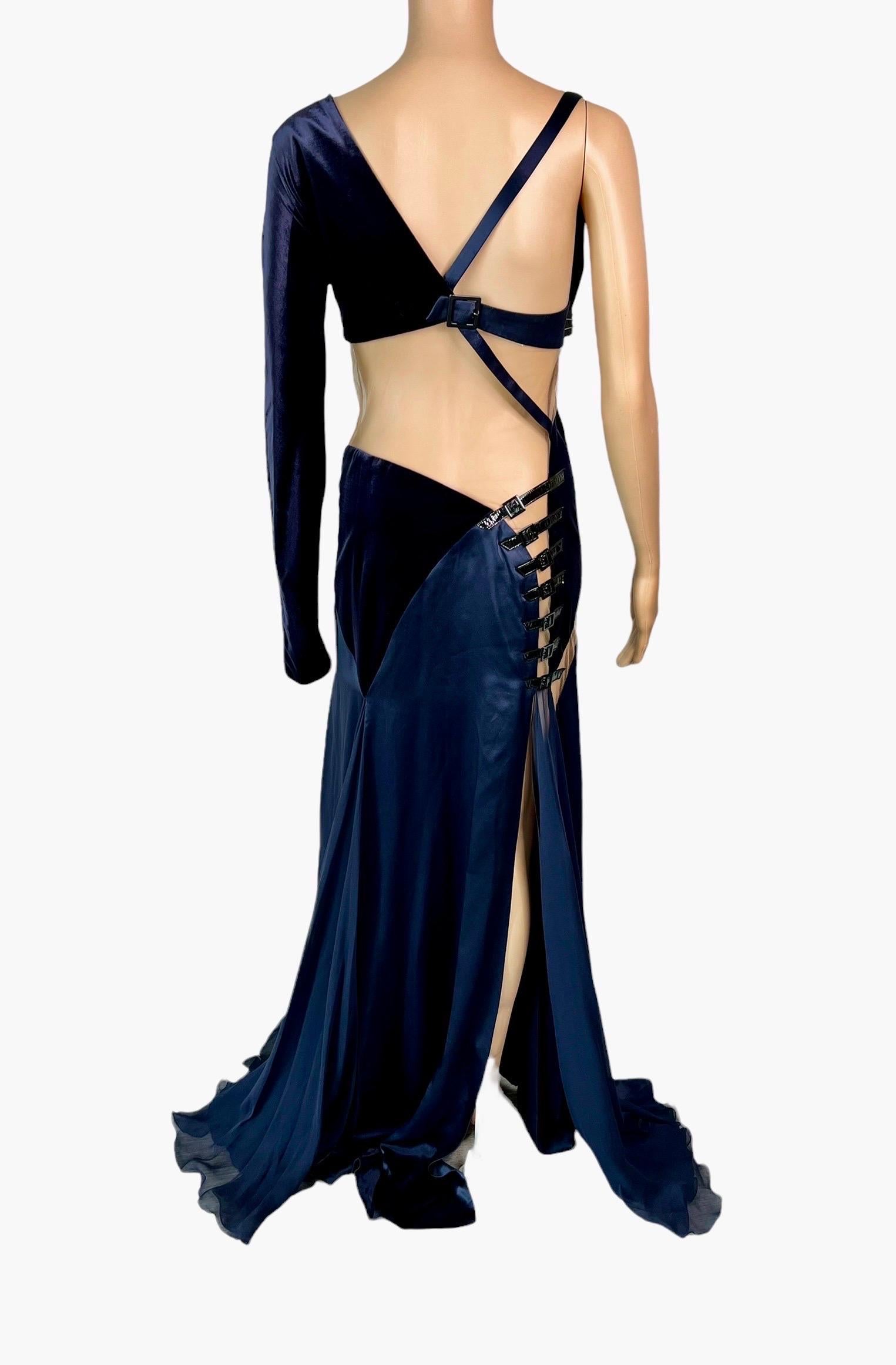 Versace F/W 2004 Pasarela Recorte Paneles Transparentes Detalle Hebilla Vestido de Noche en venta 10