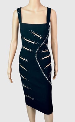 Versace F/W 2004 Runway Embellished Sheer Cutouts Studded Detail Evening Dress