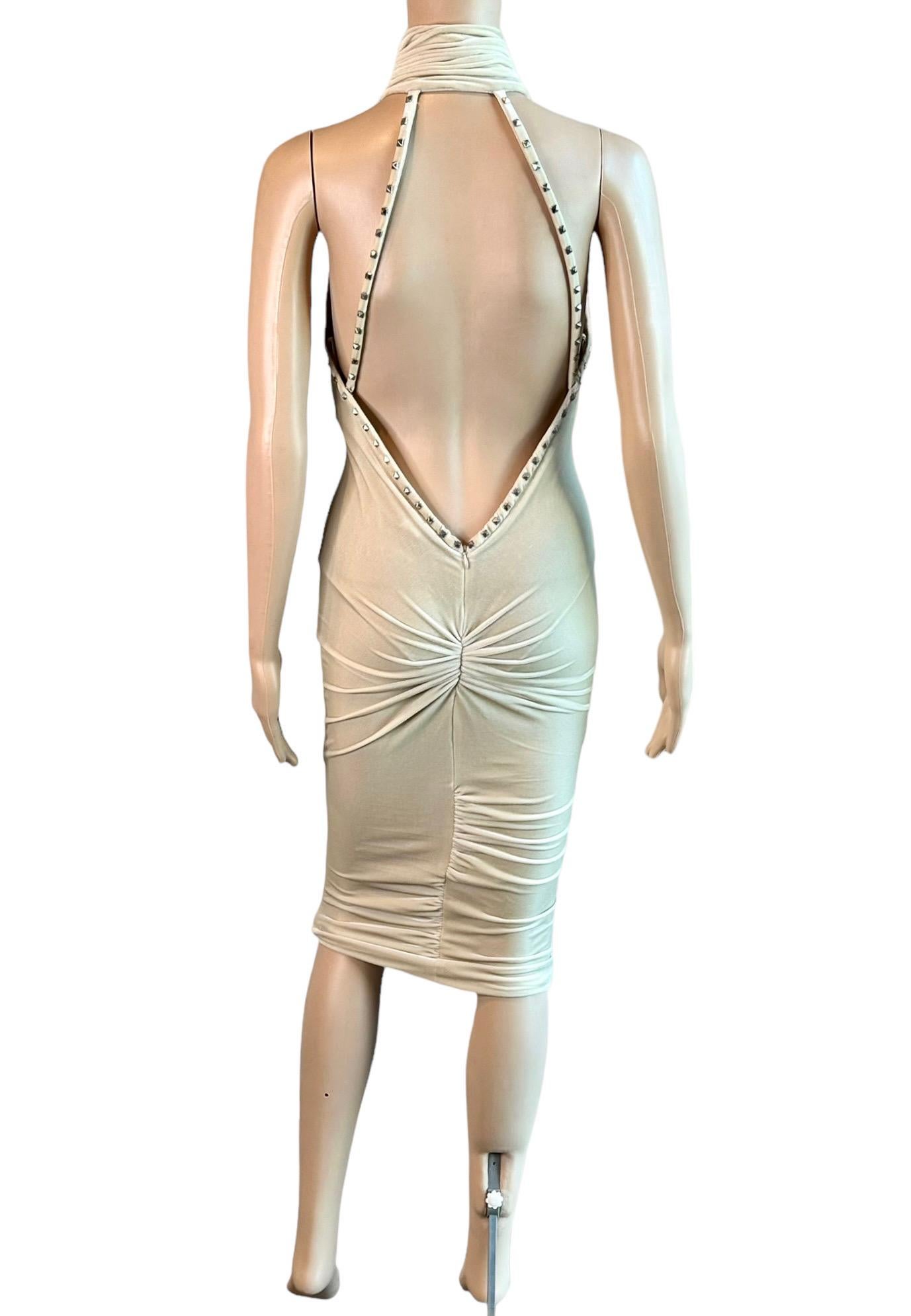 Versace F/W 2004 Runway Plunging Keyhole Cutout Back Studded Detail Dress For Sale 2