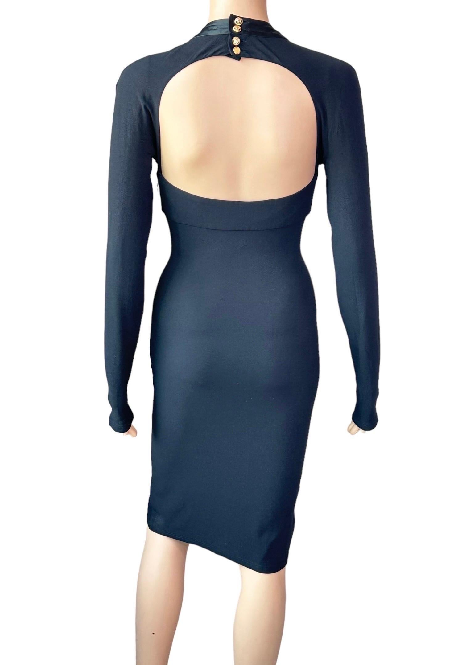 Versace F/W 2005 Bustier Plunging Neckline Cutout Black Dress In Good Condition For Sale In Naples, FL