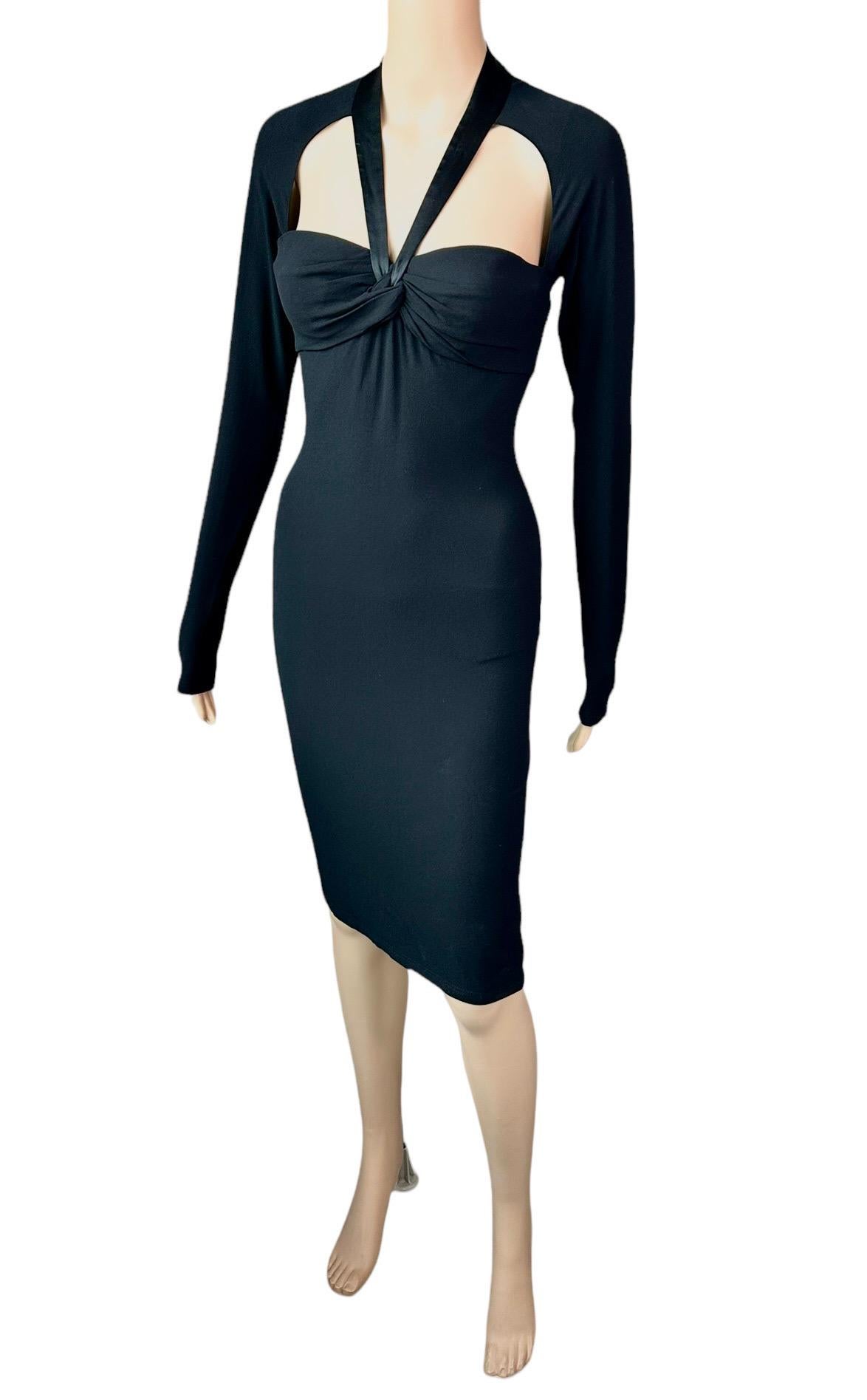 Versace F/W 2005 Bustier Plunging Neckline Cutout Black Dress For Sale 3