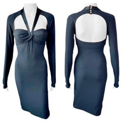 Versace - Robe bustier noire à découpes et encolure plongeante, automne-hiver 2005