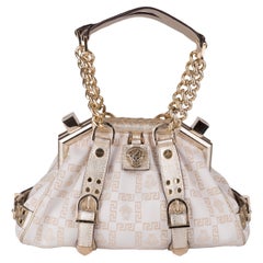 Versace F/W 2005 gold leather canvas Madonna Frame bag