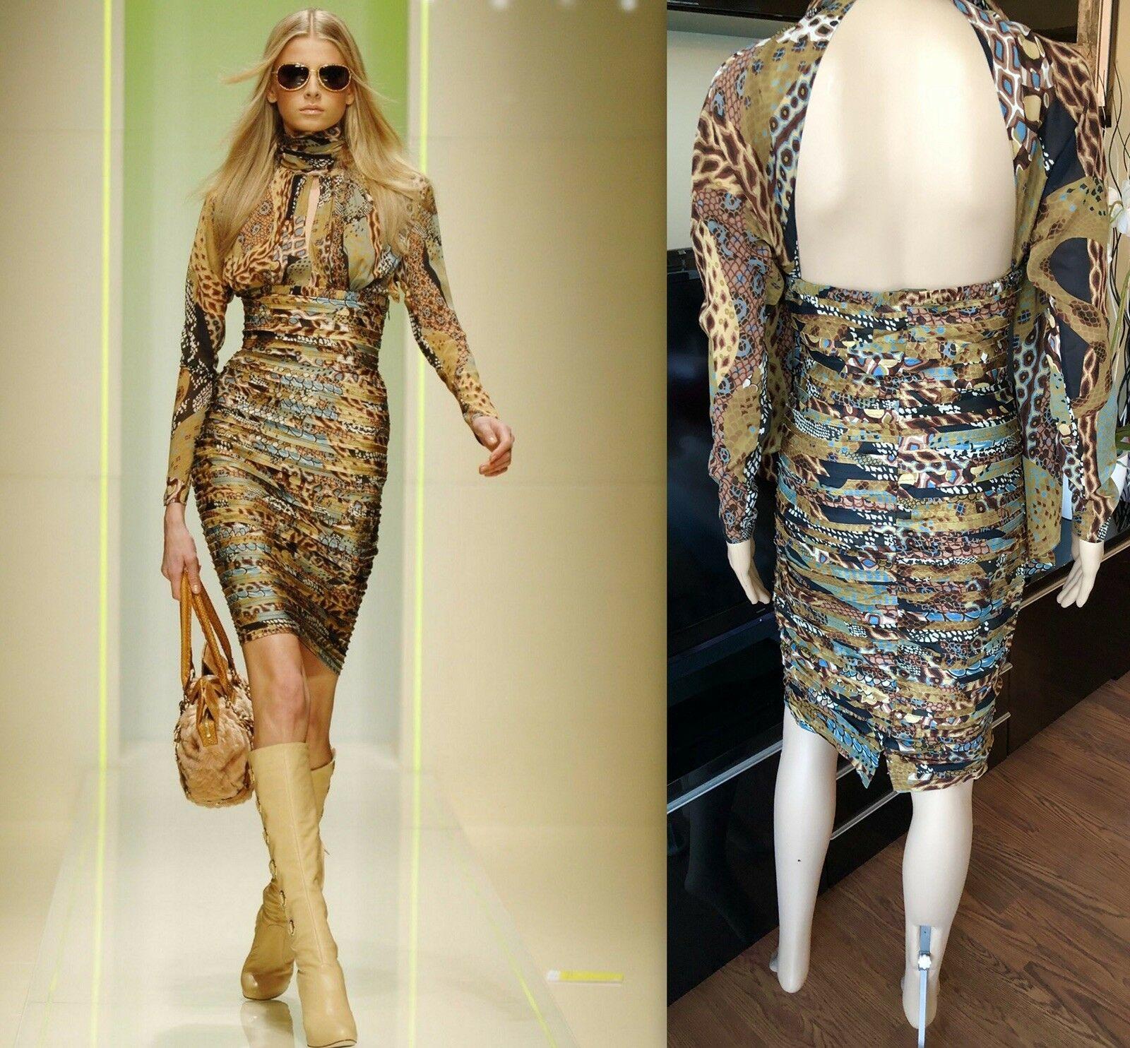 Versace F/W 2005 Runway Campaign Ruched Cutout Back Dress In Good Condition For Sale In Naples, FL