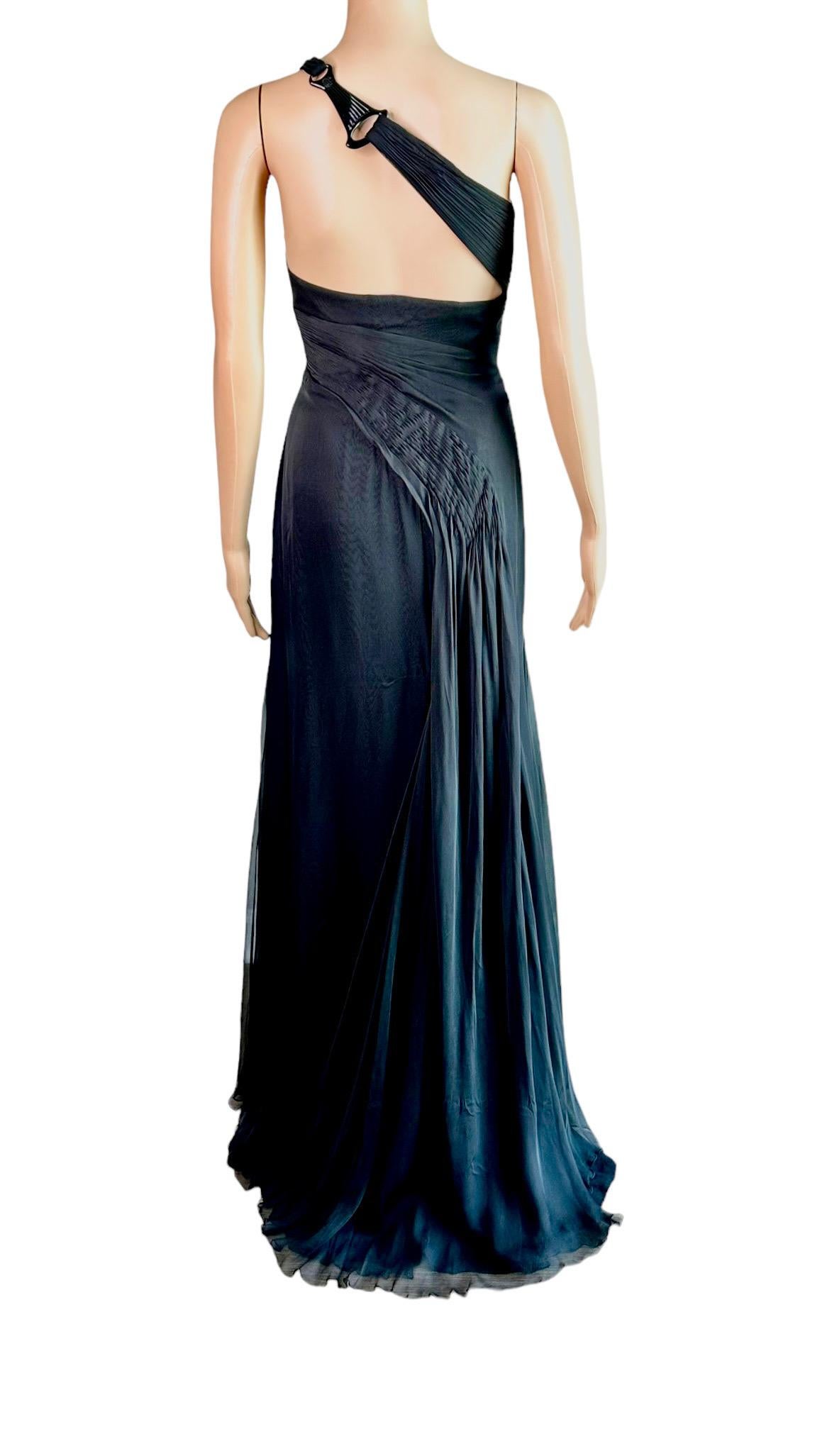 Versace F/W 2006 Bustier One Shoulder Black Evening Dress In Good Condition For Sale In Naples, FL