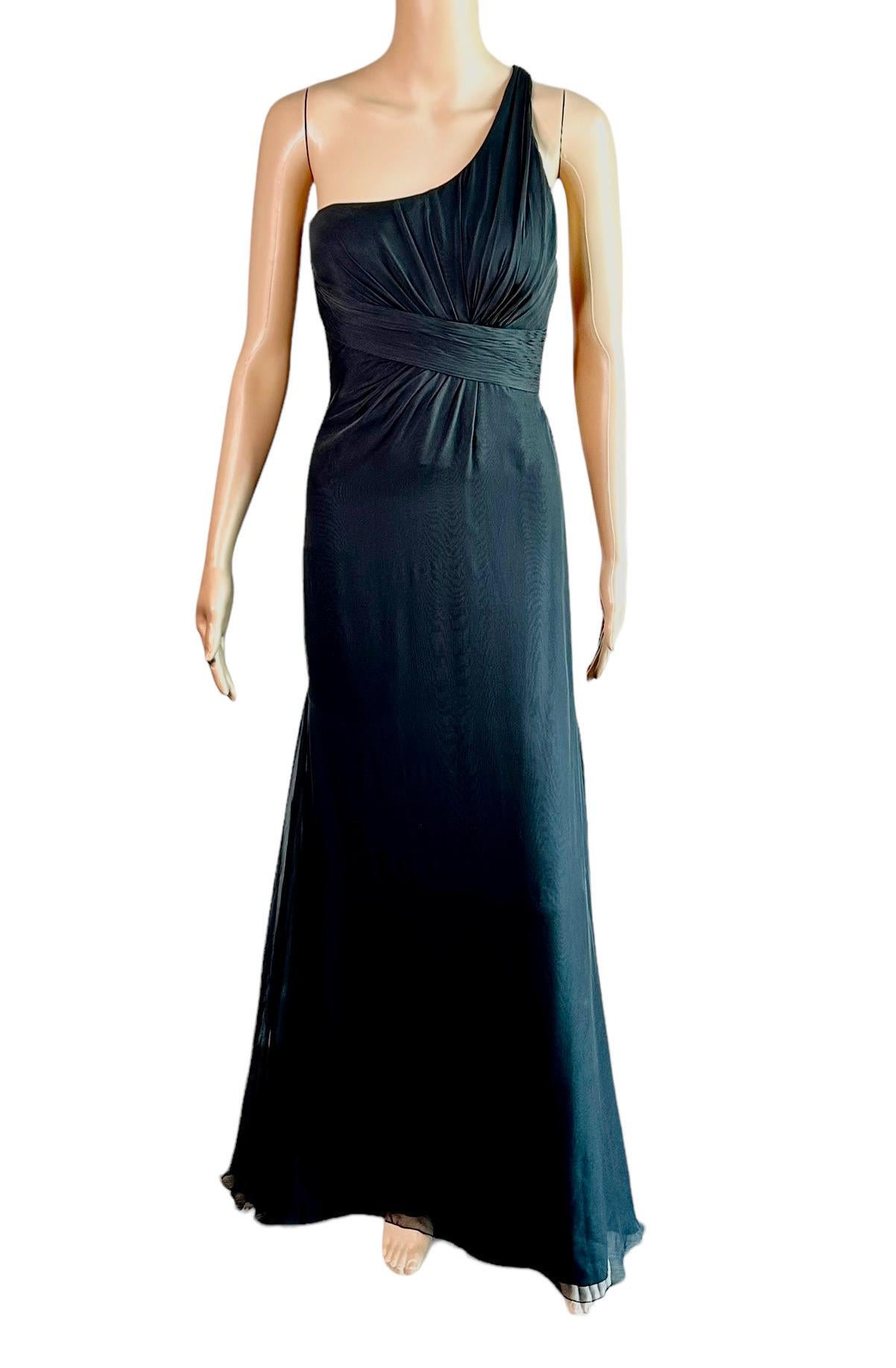 Women's Versace F/W 2006 Bustier One Shoulder Black Evening Dress For Sale