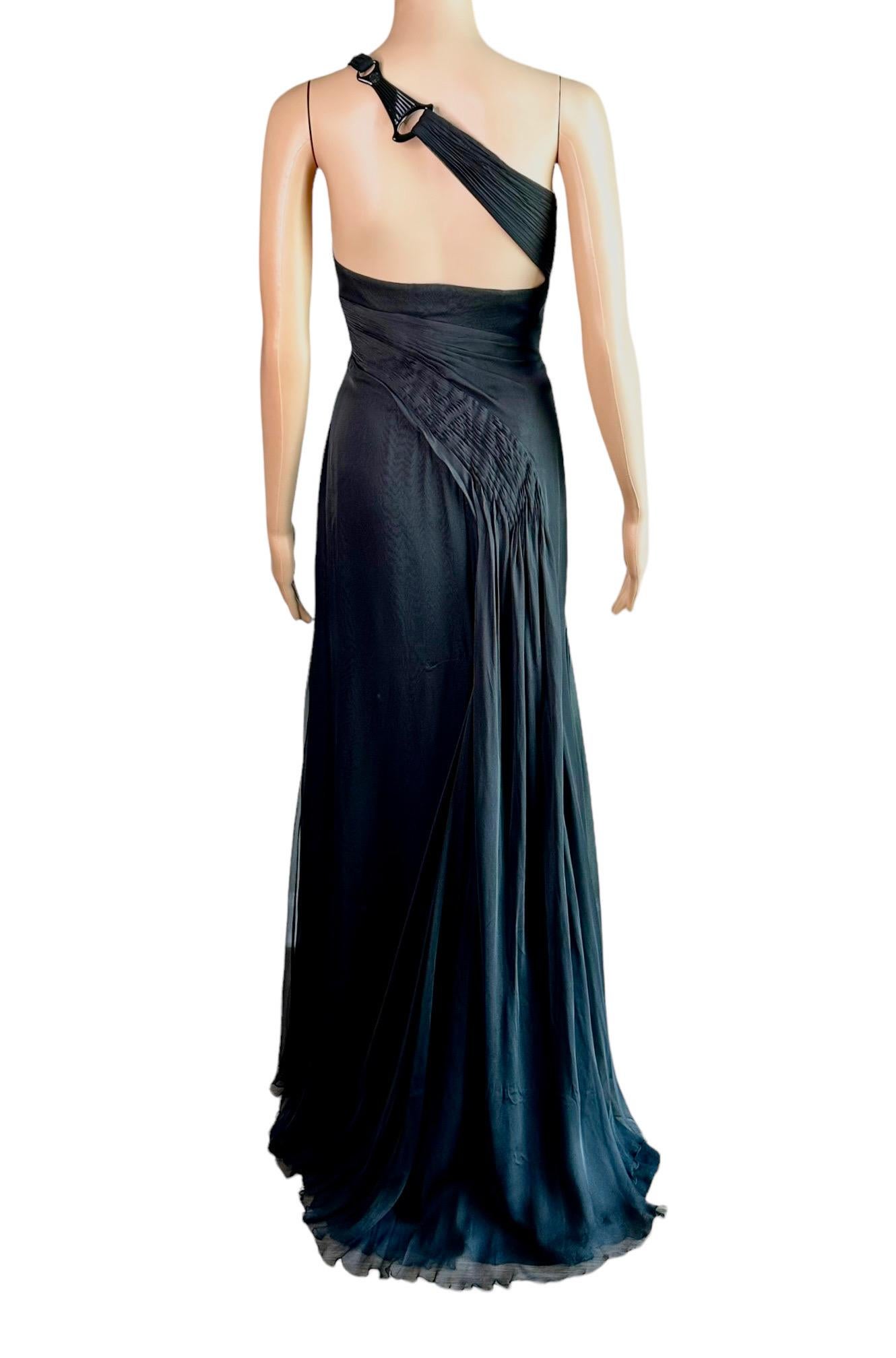Versace F/W 2006 Bustier One Shoulder Black Evening Dress For Sale 1