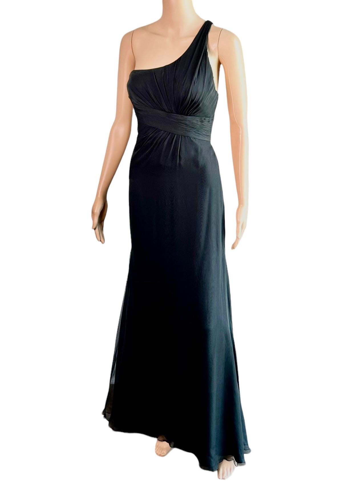 Versace F/W 2006 Bustier One Shoulder Black Evening Dress For Sale 2