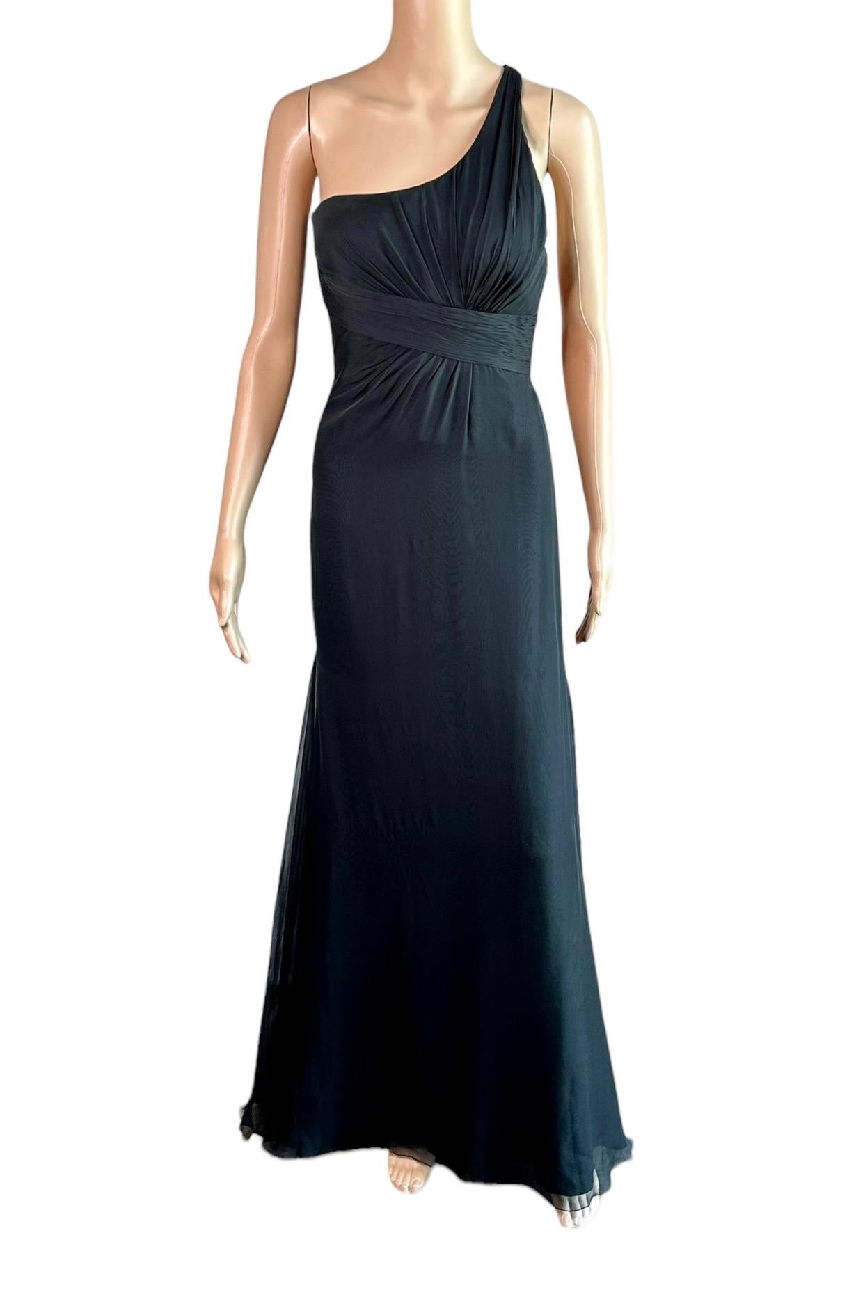 Versace F/W 2006 Bustier One Shoulder Black Evening Dress For Sale 3