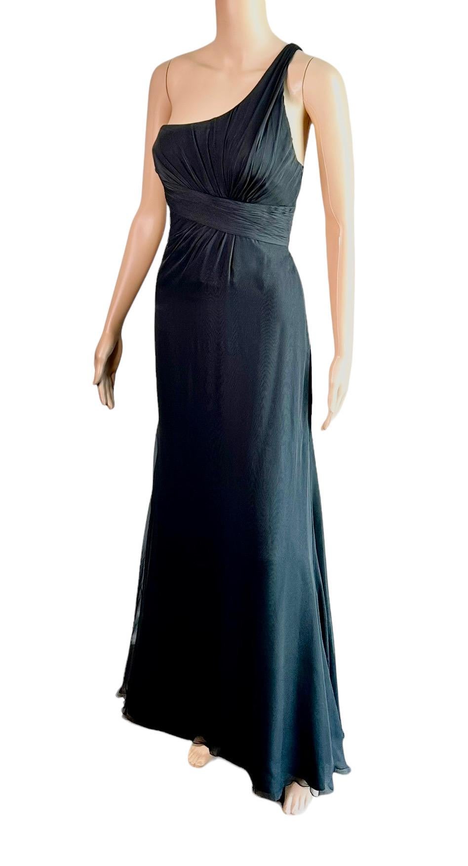 Versace F/W 2006 Bustier One Shoulder Black Evening Dress For Sale 4