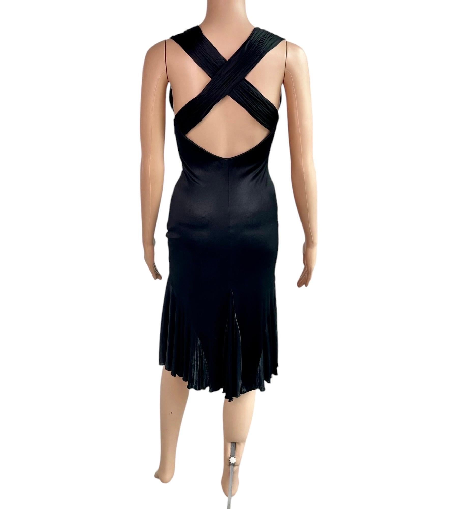 Versace F/W 2006 Plunging Ruched Ruffles Black Dress For Sale 8