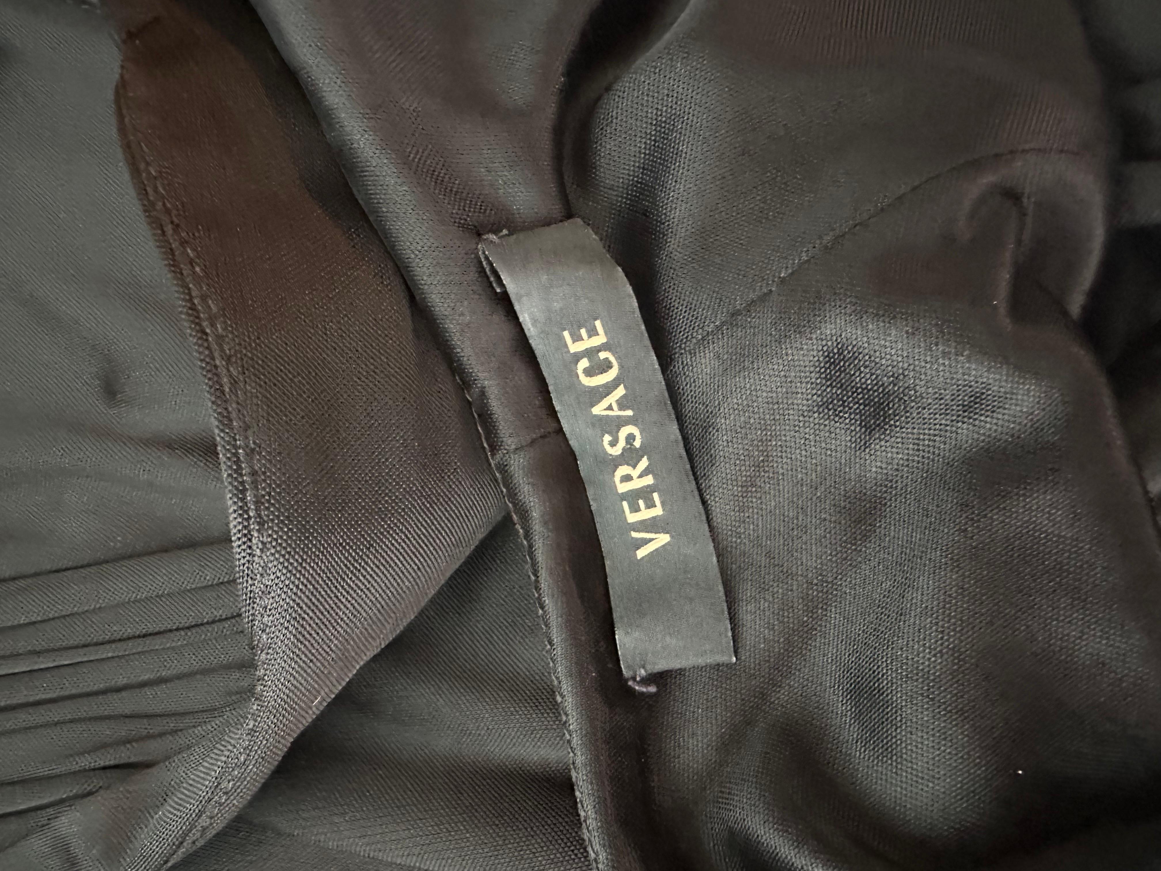 Versace F/W 2006 Plunging Ruched Ruffles Black Dress For Sale 12