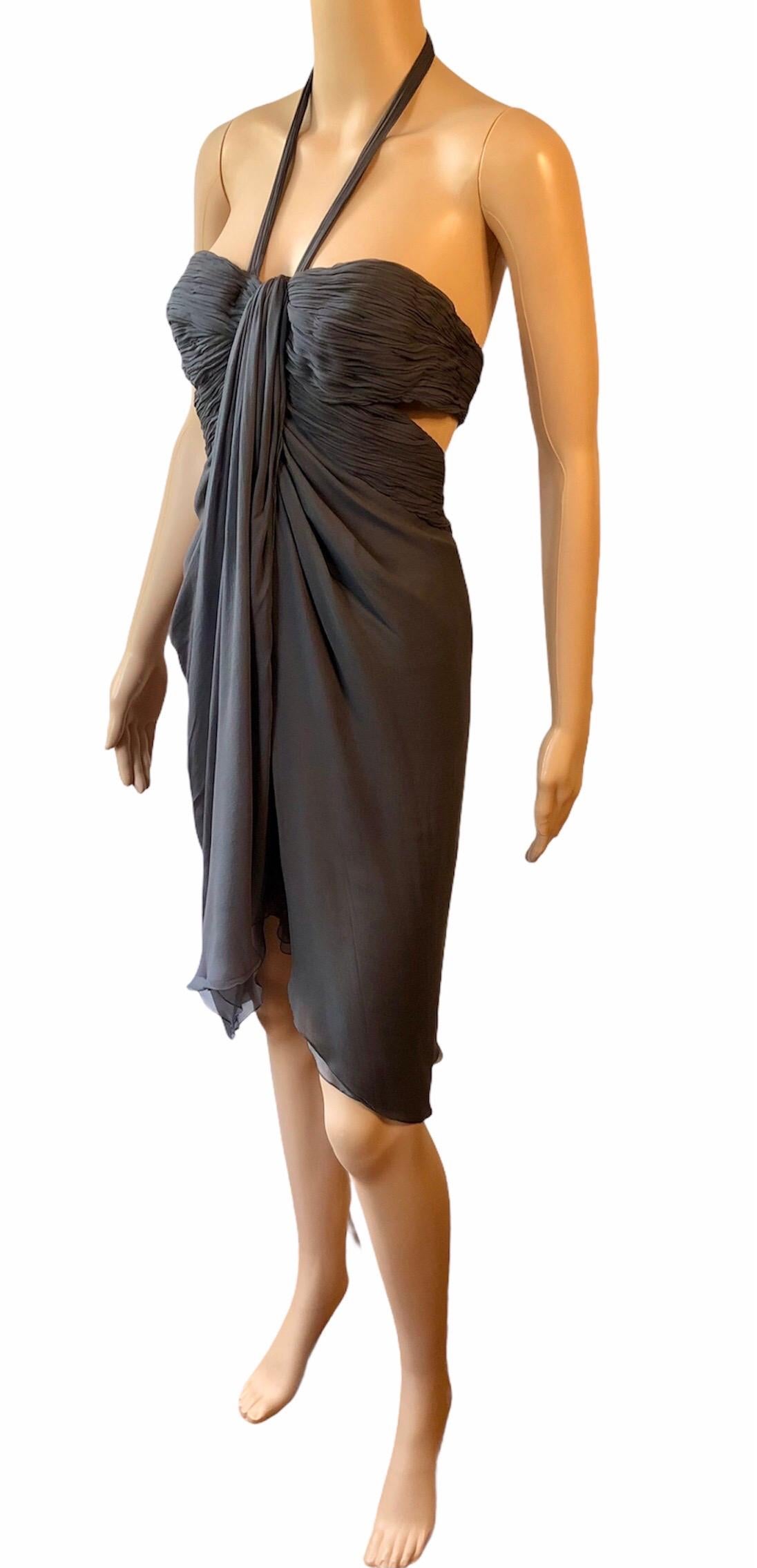 Black Versace F/W 2006 Runway Bustier Bra Cutout Back Dress For Sale