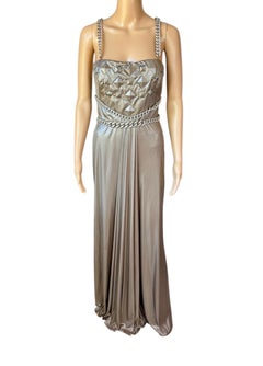 Versace F/W 2007 Runway Campaign Chains Liquid Look Metallic Evening Dress Gown
