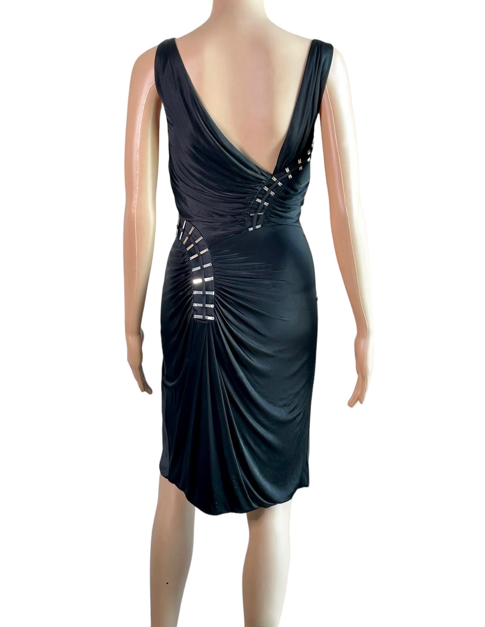 Versace F/W 2009 Embellished Plunging Neckline Open Back Black Dress For Sale 1