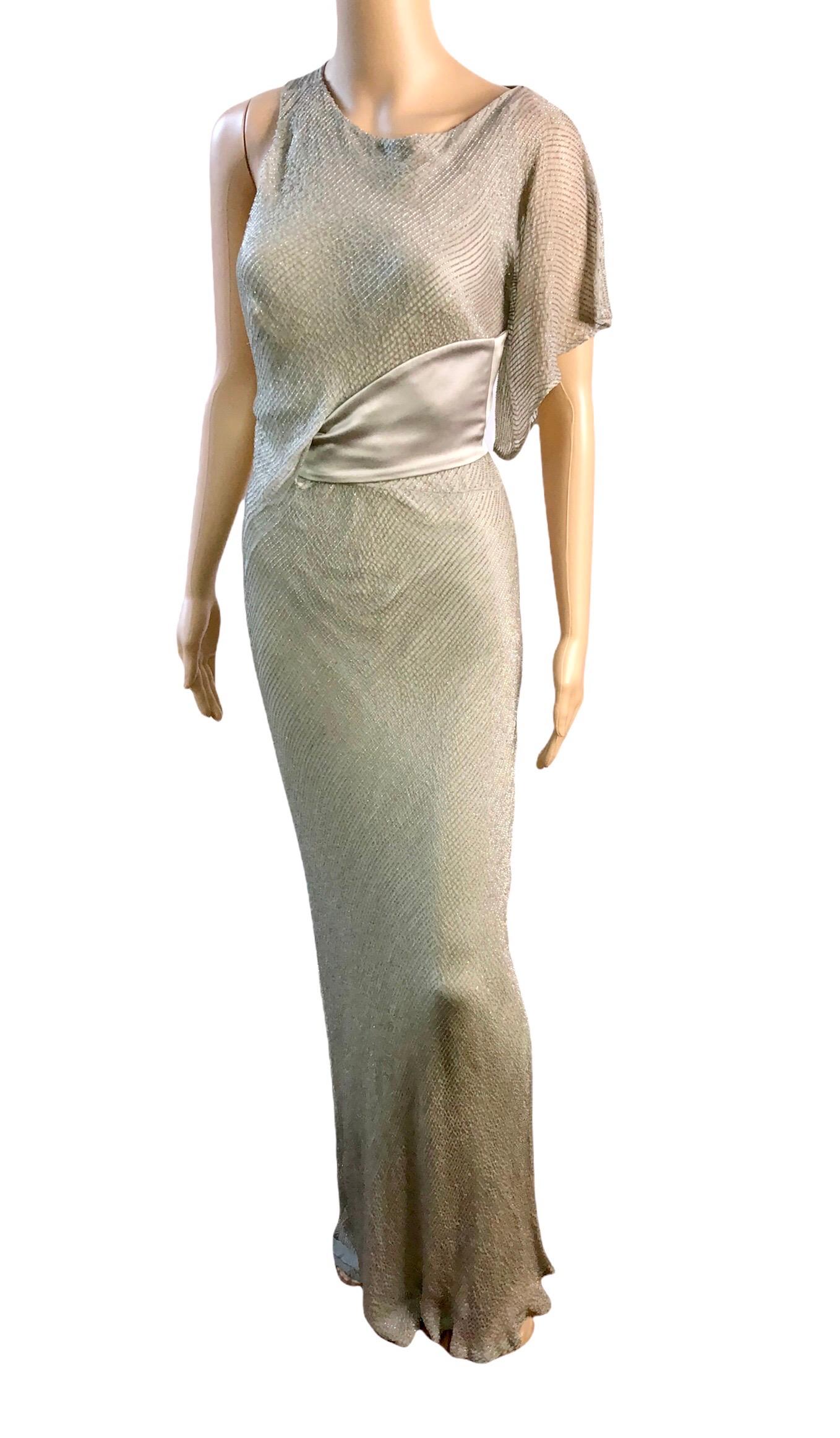 Versace F/W 2009 Runway Embellished Cutout Belted Silk Metallic Silver Evening Dress Gown IT 38

Look 40 from the Fall 2009 Collection.
