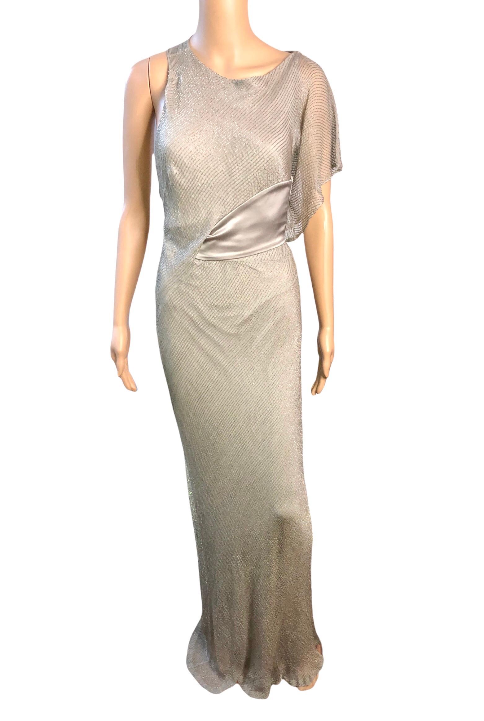 Versace F/W 2009 Runway Embellished Cutout Belted Silk Evening Dress Gown  In Good Condition In Naples, FL
