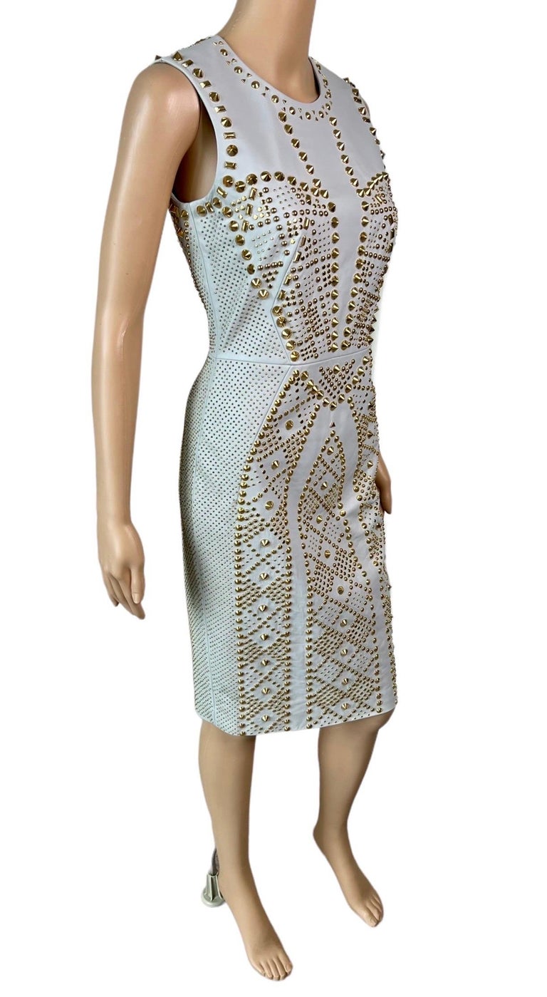 Versace S/S 2012 Runway Unworn Embellished Gold Studded Leather Dress For Sale at 1stDibs | versace runway dress Versace S/S 2012 Runway Unworn Embellished Gold Studded Leather Dress For Sale at 1stDibs | versace runway dress