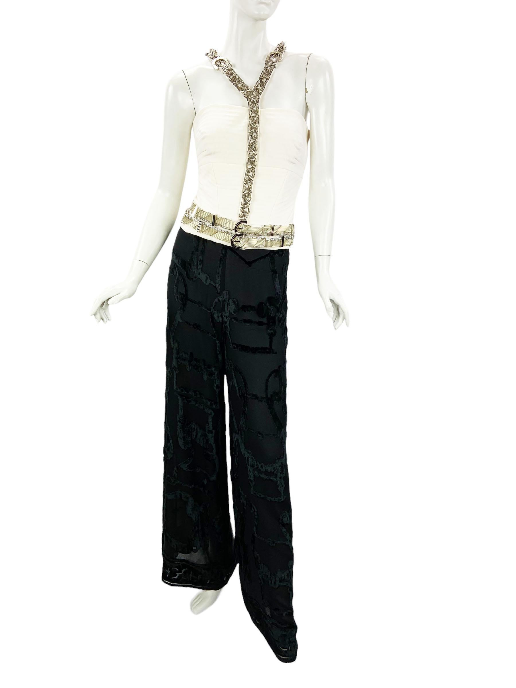 Versace, défilé A/H 2013 - Top corset à harnais orné de soie blanche, taille IT 40 - US 6 en vente 1
