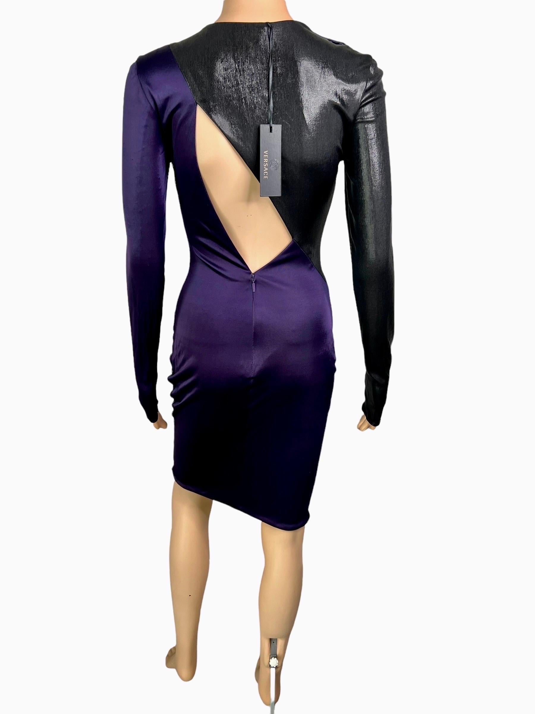 Versace F/W 2013 Wet Liquid Look Bodycon Cutout Color Block Dress In Excellent Condition For Sale In Naples, FL