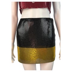 Versace Fall 1997 Oroton Chainmail Black & Gold Mini Skirt