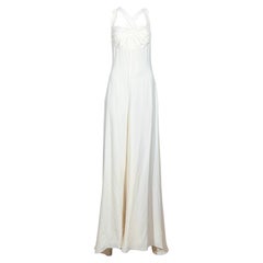 Versace Fall 2007 Maxi strap écru crepe silk dress