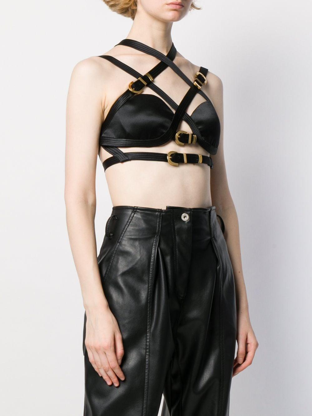 Versace Otoño 2019 Pasarela Negro Cropped Bondage Top Talla 40 en Nuevo Estado en Paradise Island, BS