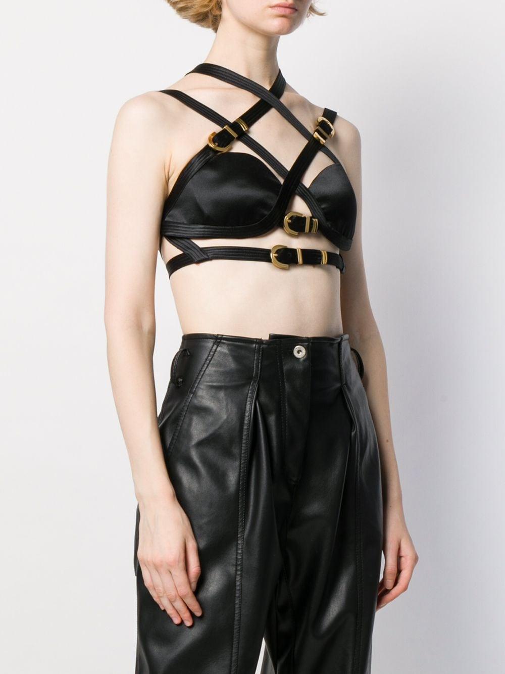 Noir Versace Fall 2019 Runway Top noir cropped bondage Taille 40