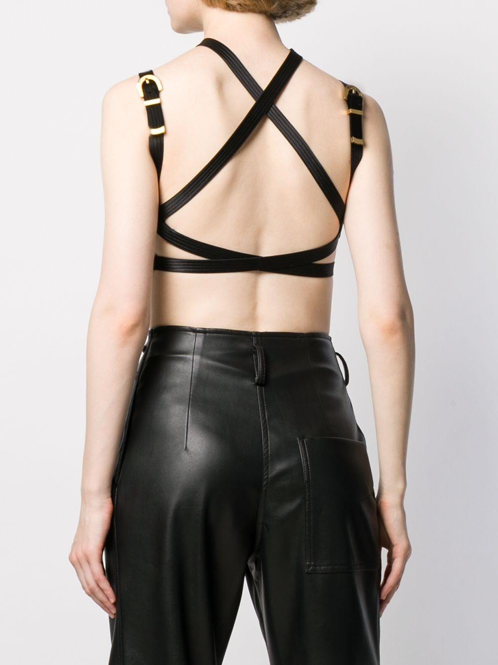 Versace Herbst 2019 Laufsteg Schwarzes Cropped Bondage Top Größe 42 Damen