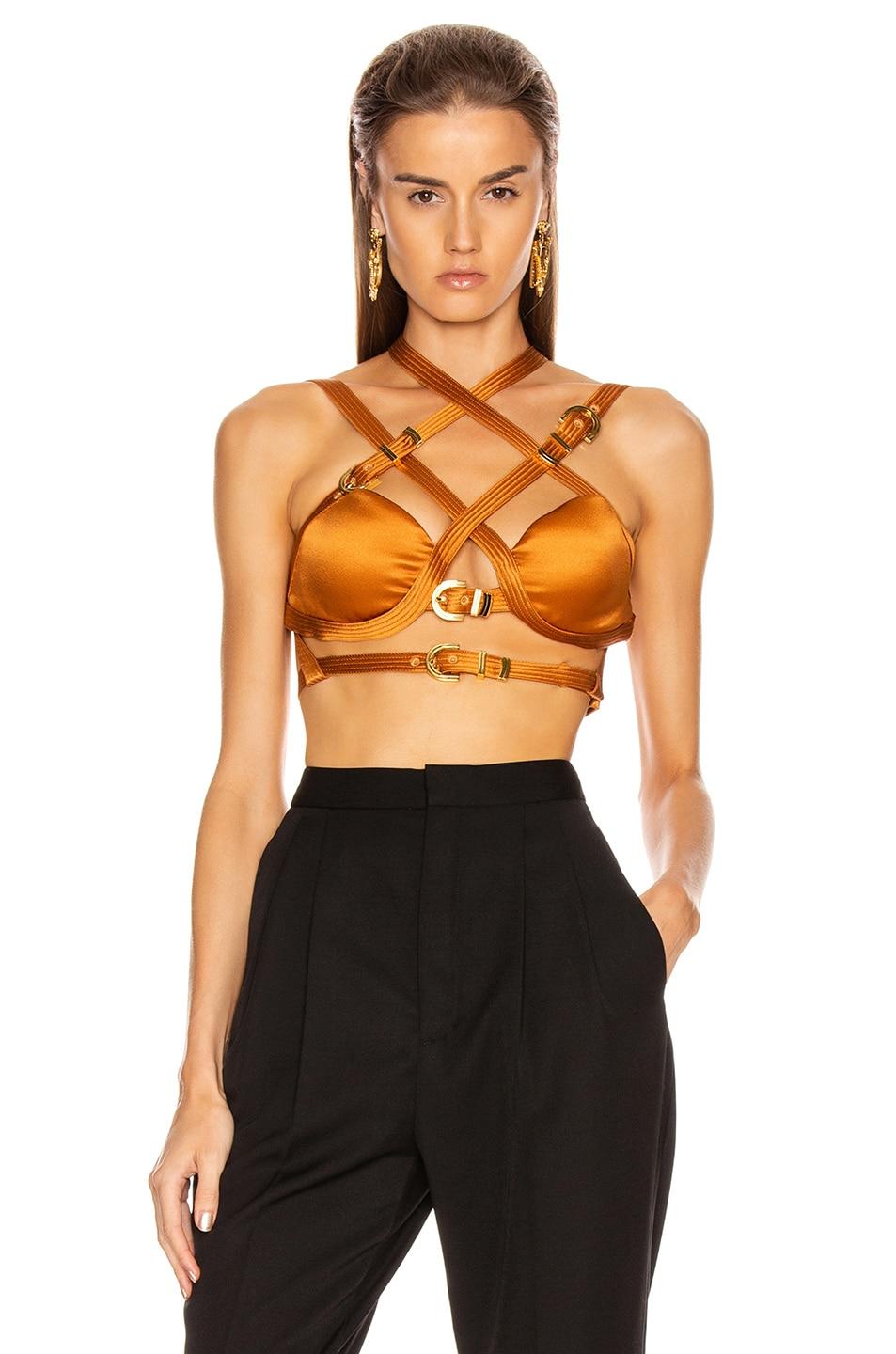 Versace Fall 2019 Runway Caramel Cropped Bondage Top

Inspired by Versace's rich heritage, this cropped bondage top from Versace take us straight to a 90's vibe, when Donatella Versace showcased bold bondage-inspired corset tops. Crafted from