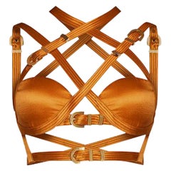 Versace Fall 2019 Runway Caramel Cropped Bondage Top Size 38