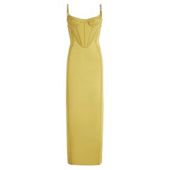 Versace Fall 2022 Medusa Corset Enver Satin Midi Dress In Green IT 40