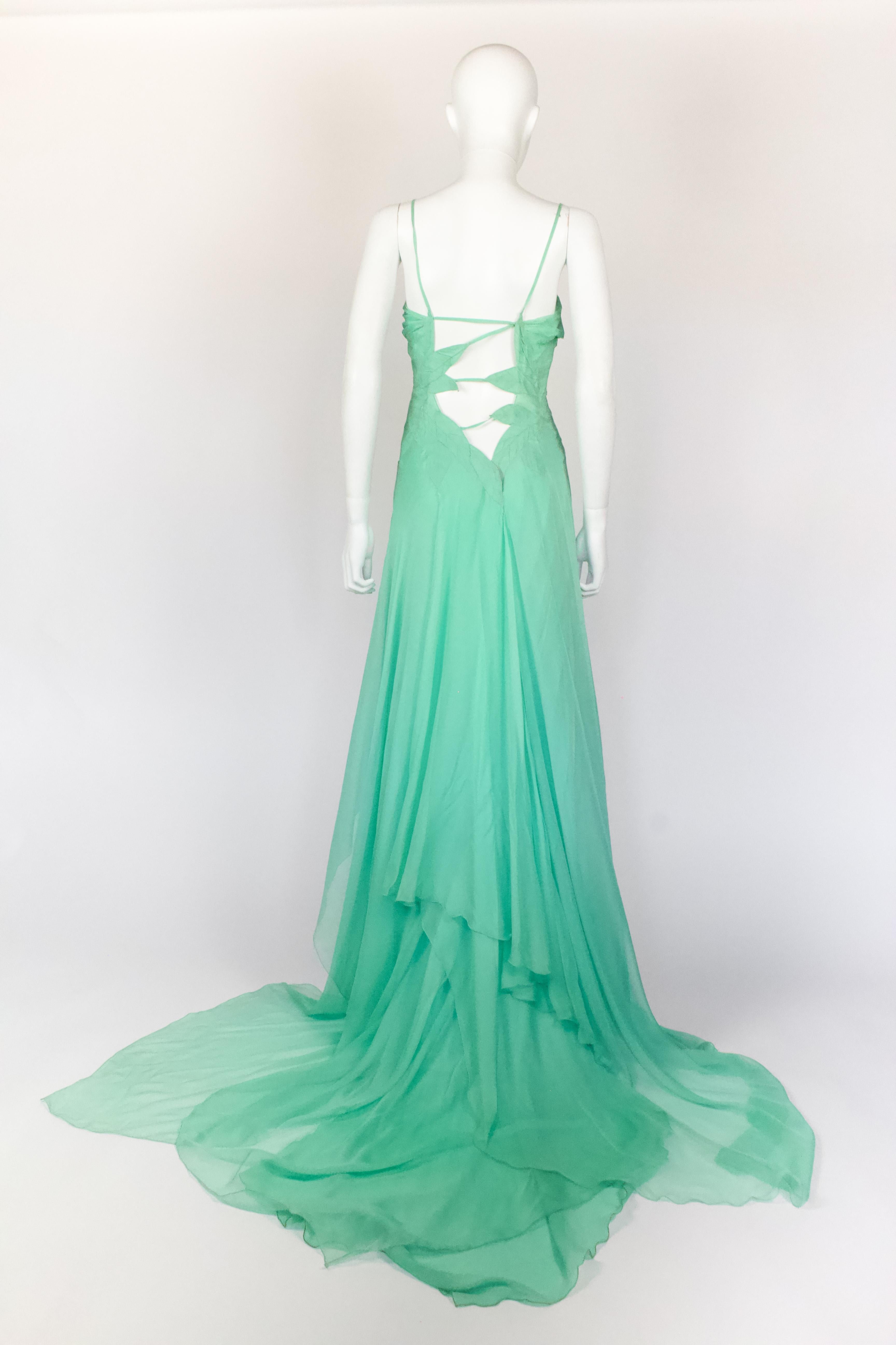 Versace Otoño/Invierno 1999 Vestido de seda turquesa en Excelente estado para la venta en Norwich, GB