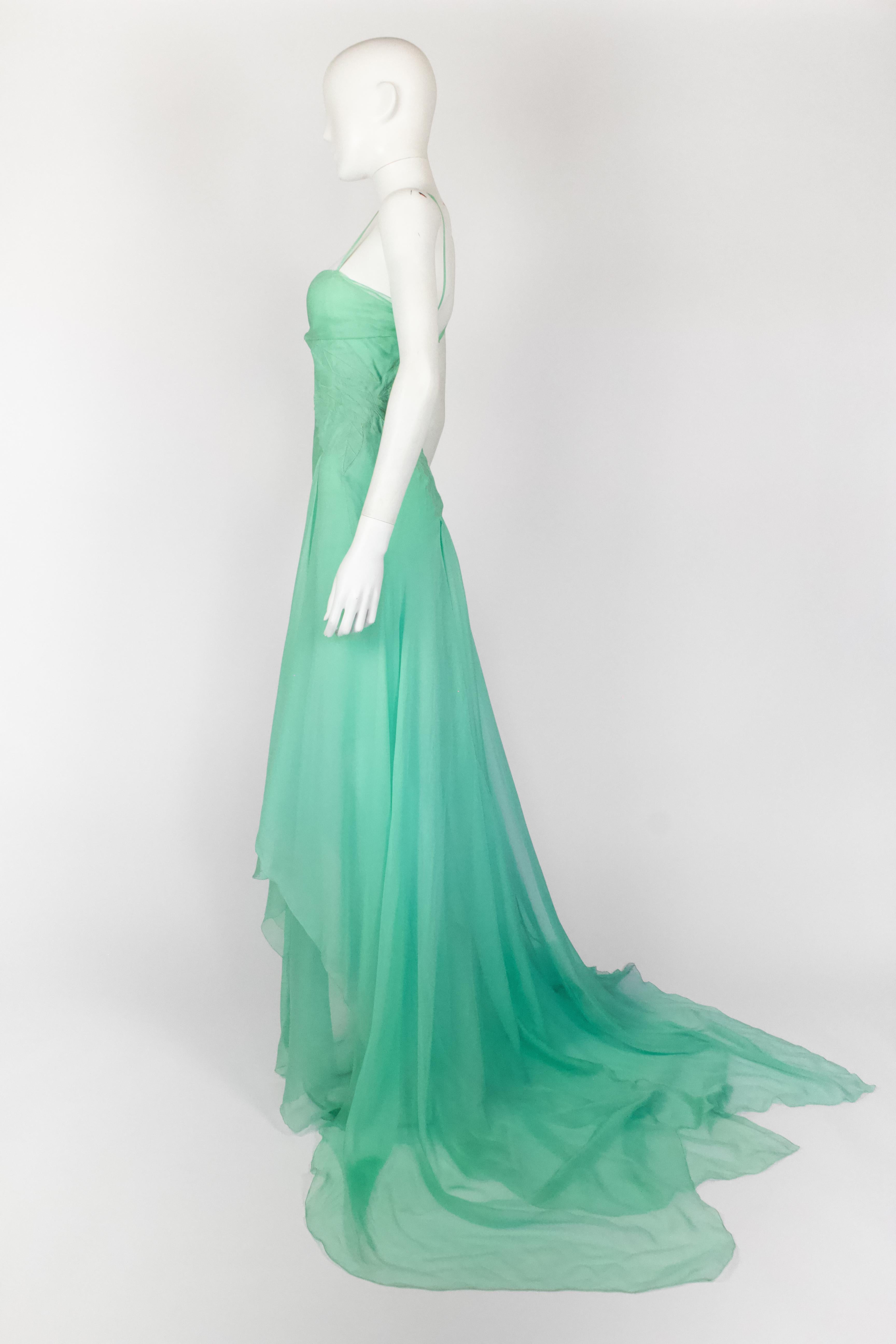 Versace Otoño/Invierno 1999 Vestido de seda turquesa en venta 2