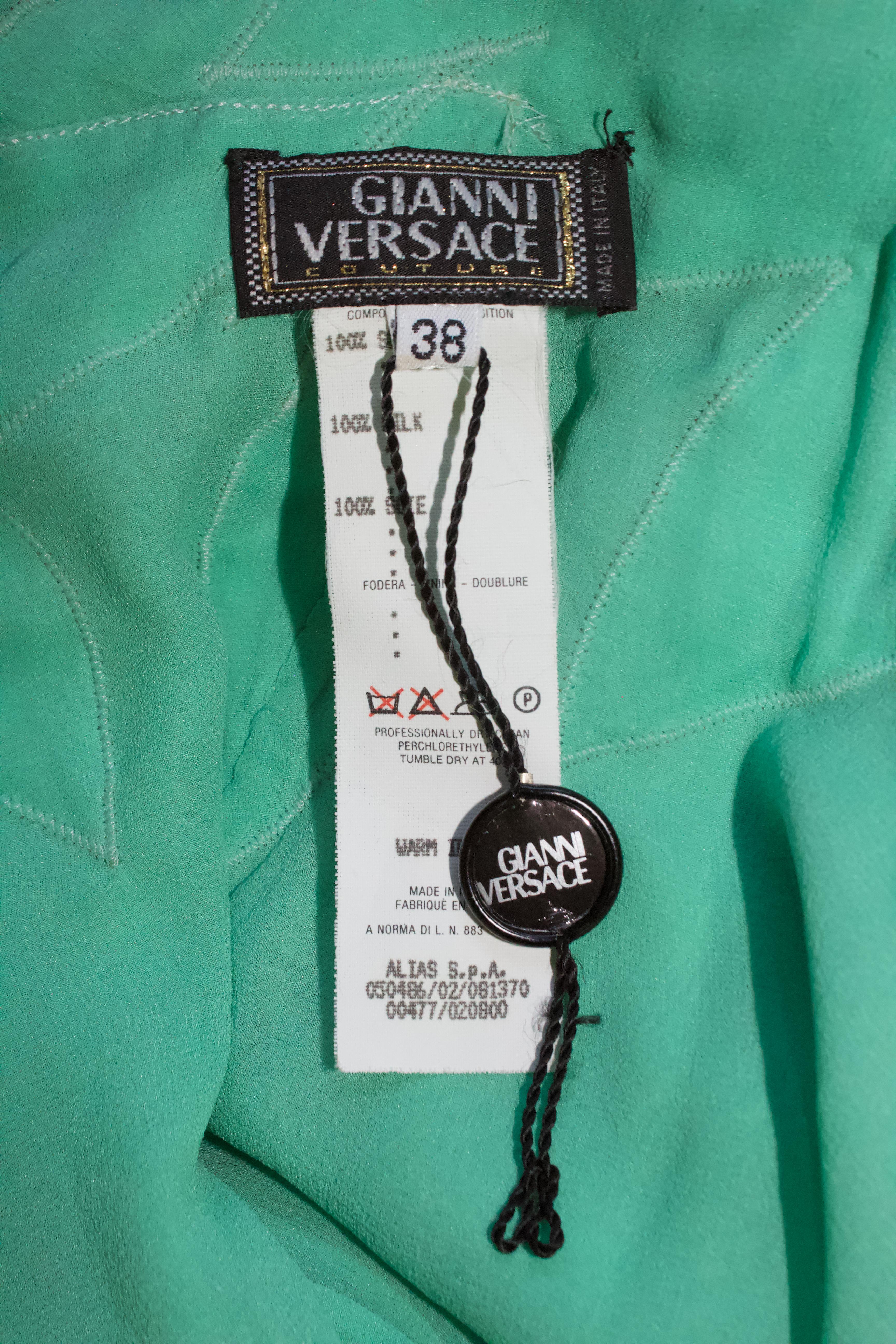 Versace Otoño/Invierno 1999 Vestido de seda turquesa en venta 4