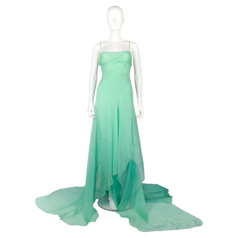 Versace Fall/Winter 1999 Turquoise Silk Dress at 1stDibs