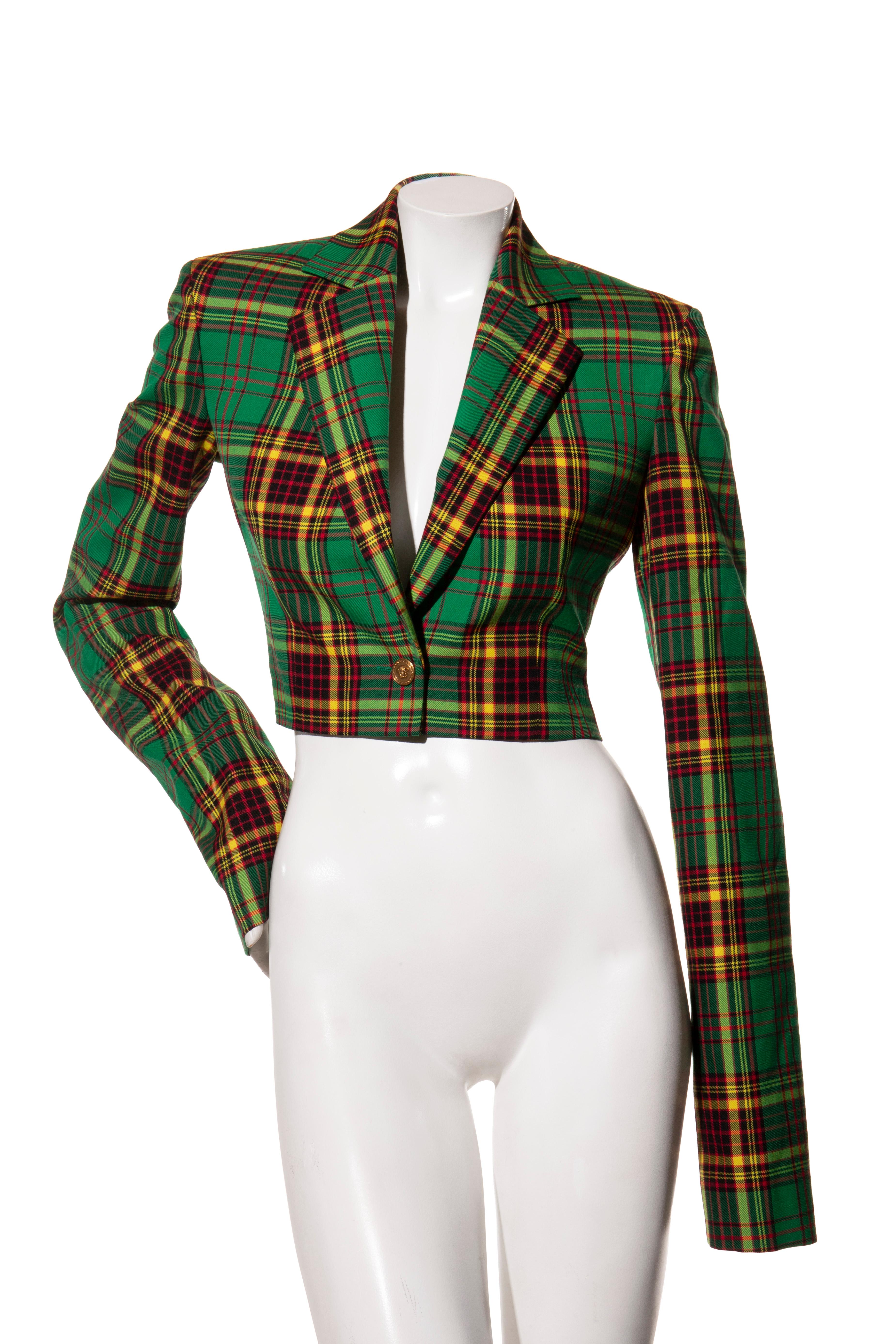 Versace Otoño/Invierno 2018 Chaqueta blazer recortada de tartán verde IT 38

Descripción:

Este llamativo blazer recortado Versace de la colección de pasarela 