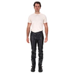 Versace Faux Leather & Denim Jeans