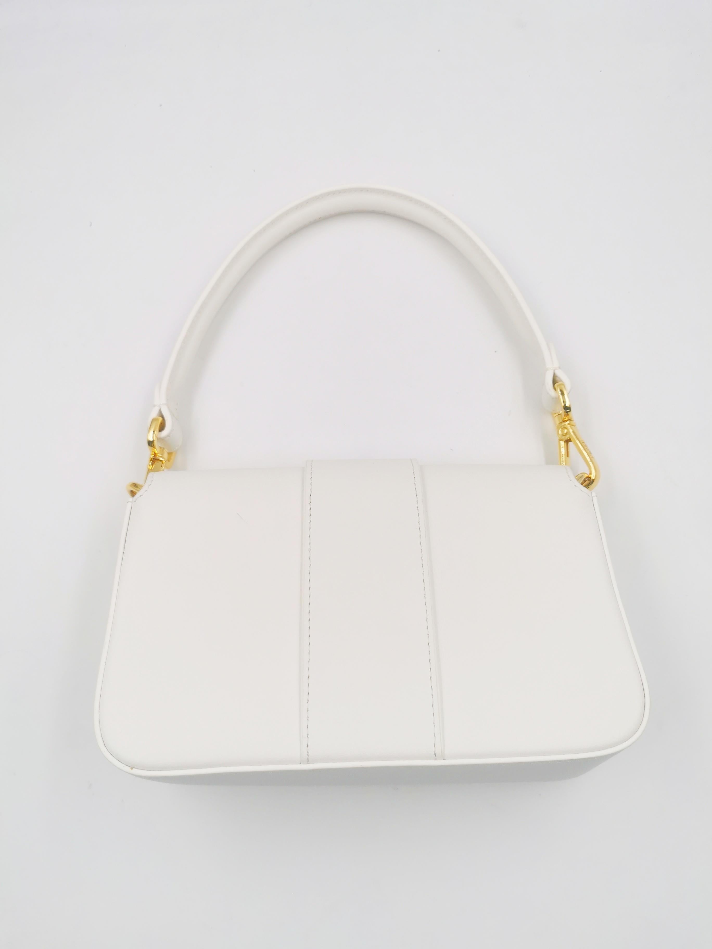 Women's Versace Fendace Fendi Gold White Leather Baguette Shoulder Bag