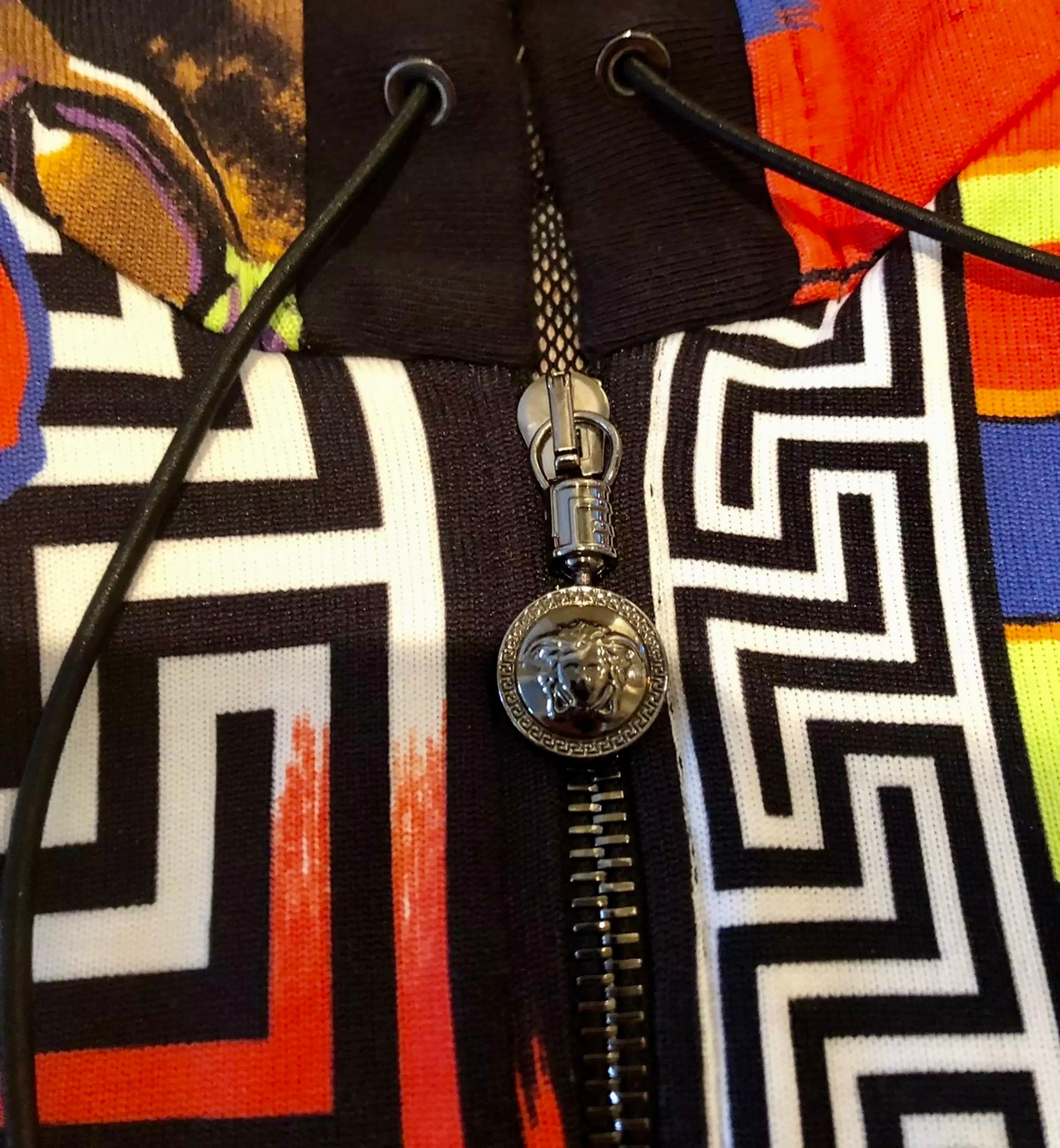 Black VERSACE FIORE PRINTED ZIP UP JACKET ***same print as SILK SHIRT on BRUNO MARS***