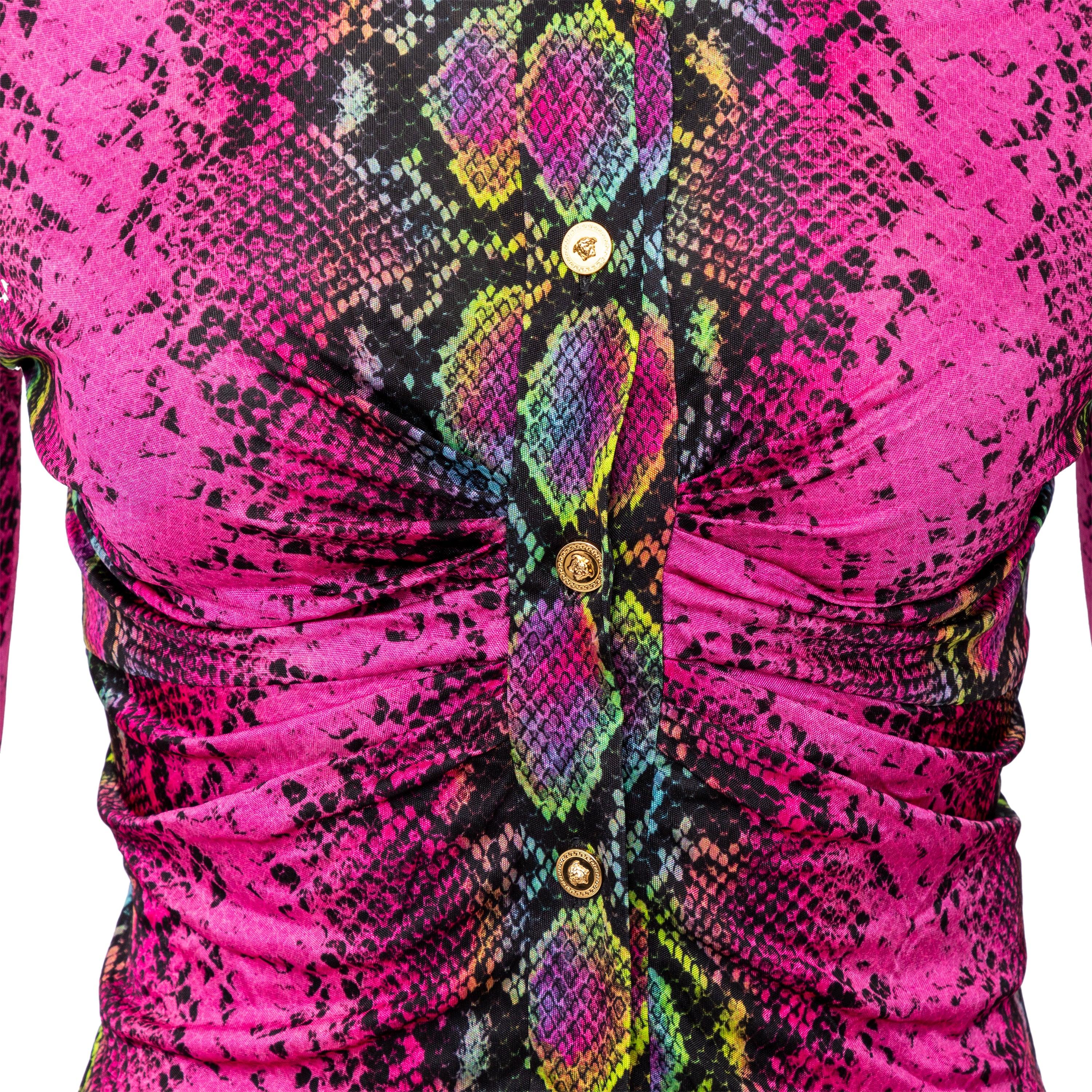 Pink Versace Fitted Snake Print Shirt - '10s