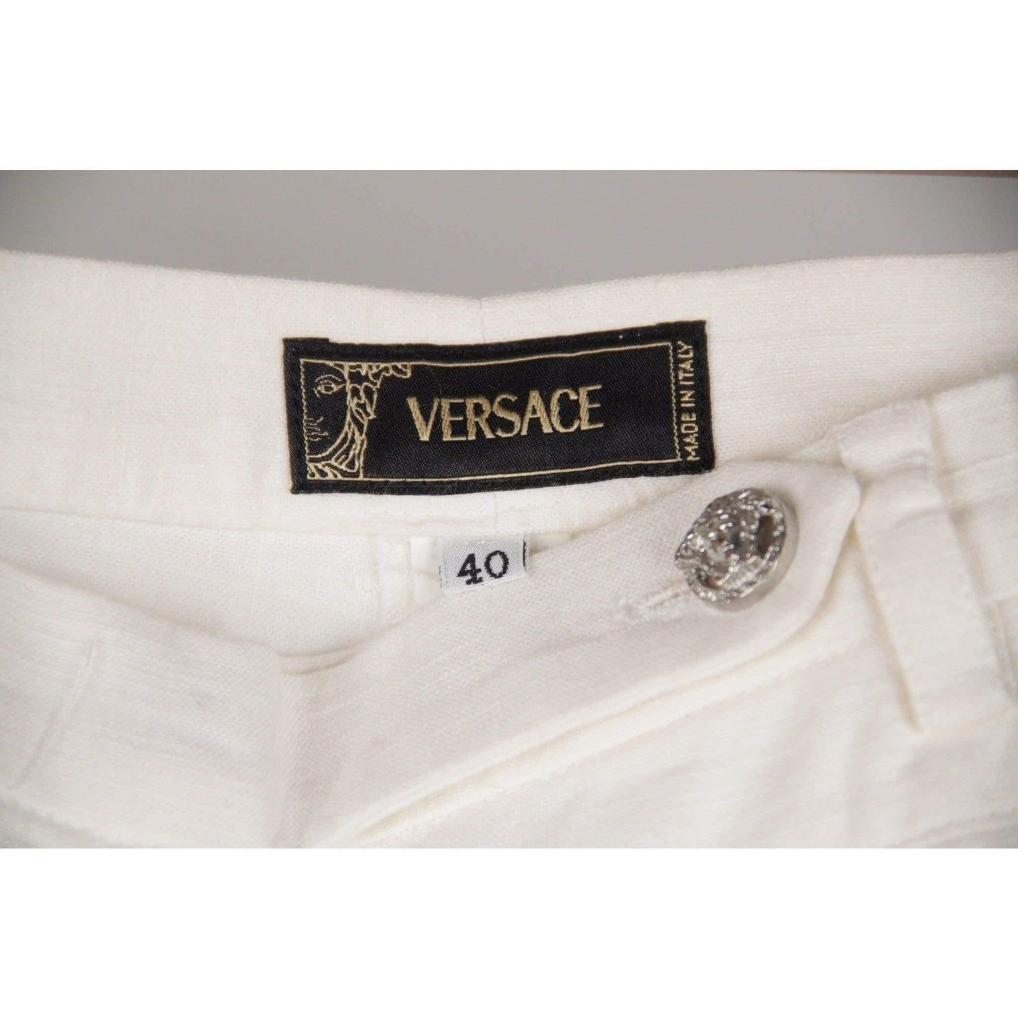 MATERIAL: Cotton, Linen COLOR: White MODEL: Trousers GENDER: Women SIZE: Small COUNTRY OF MANUFACTURE: Italy Condition CONDITION DETAILS: A :EXCELLENT CONDITION - Used once or twice. Looks mint. Imperceptible signs of wear - GENTLY USED!